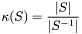 $ \displaystyle \kappa(S) = \frac{ |S| }{ |S^{-1}| } $