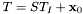 \[ T = S T_I + \mathbf{x}_0 \]
