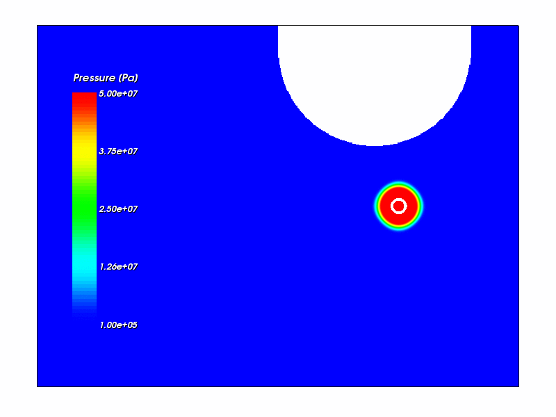 Pressure color plot at t=0.78 ms