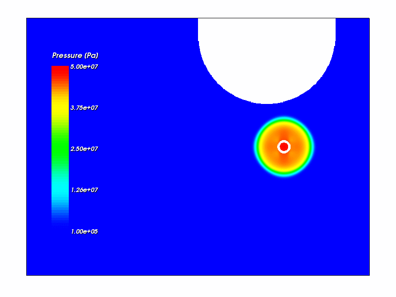 Pressure color plot at t=1.64 ms