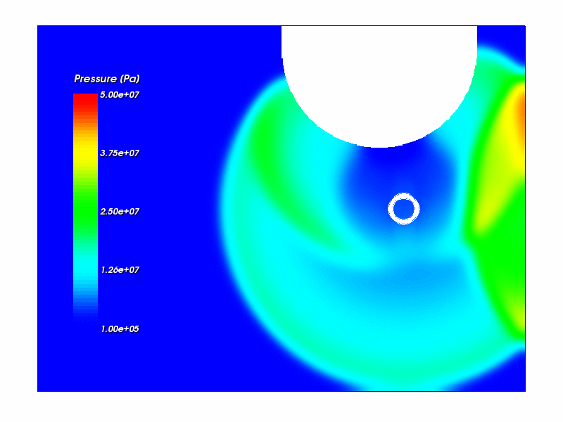 Pressure color plot at t=8.70 ms