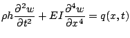 \rho h \frac{\partial^2 w}{\partial t^2}+ EI\frac{\partial^4 w}{\partial x^4} = q(x,t)